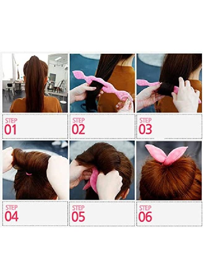 Lovef Jewelry - Lovef 6Pcs Women'S Korean Magic Hair Accessories Cute Rabbit Bunny Ear Sponge Hair Styling Tools Polka Dot Bow Hair Bun Maker Bun Curler Twist For Ponytail - Image 1