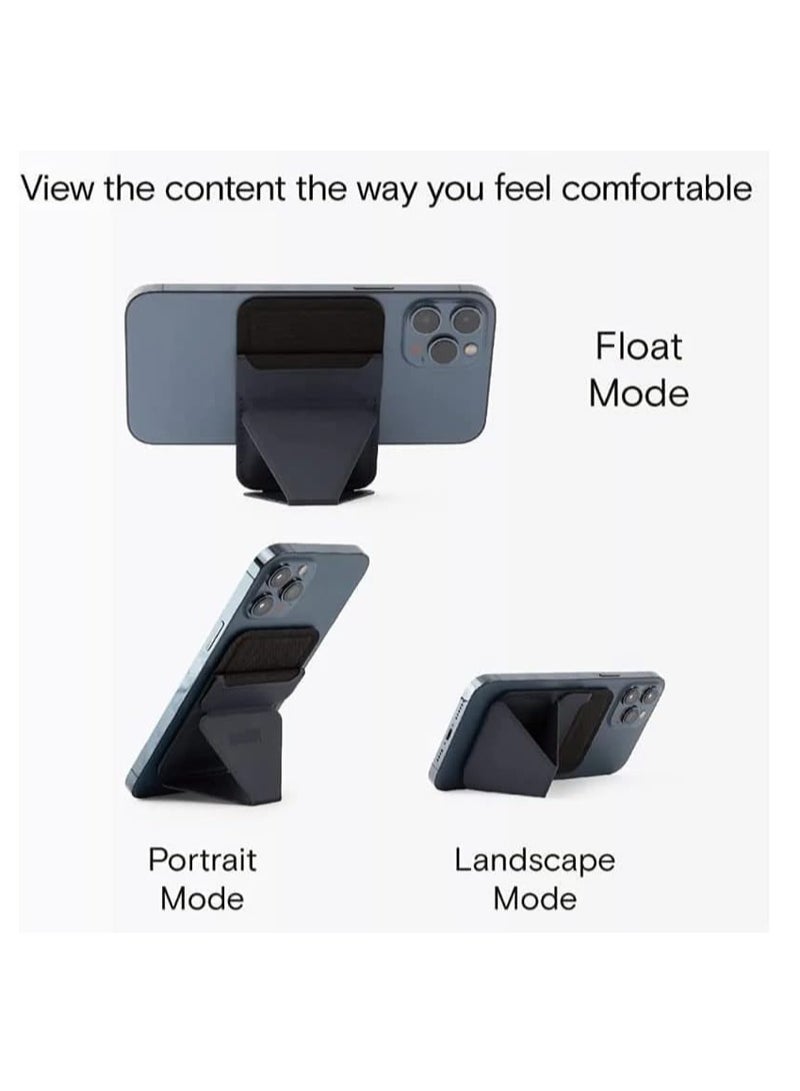 Magnetic Phone Wallet Case with Card Holder, MagSafe Compatible, Built-in Kickstand - Navy Blue Color - Image 3