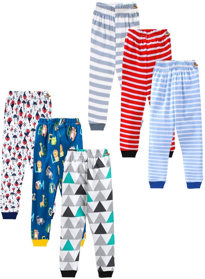 Kidbee Baby Cotton Pajama Track Pants Printed for Boys (Regular Loose Fit) (Pack of 6) (9-10 Years, Boys-Color-6PC-RIB) - Image 1
