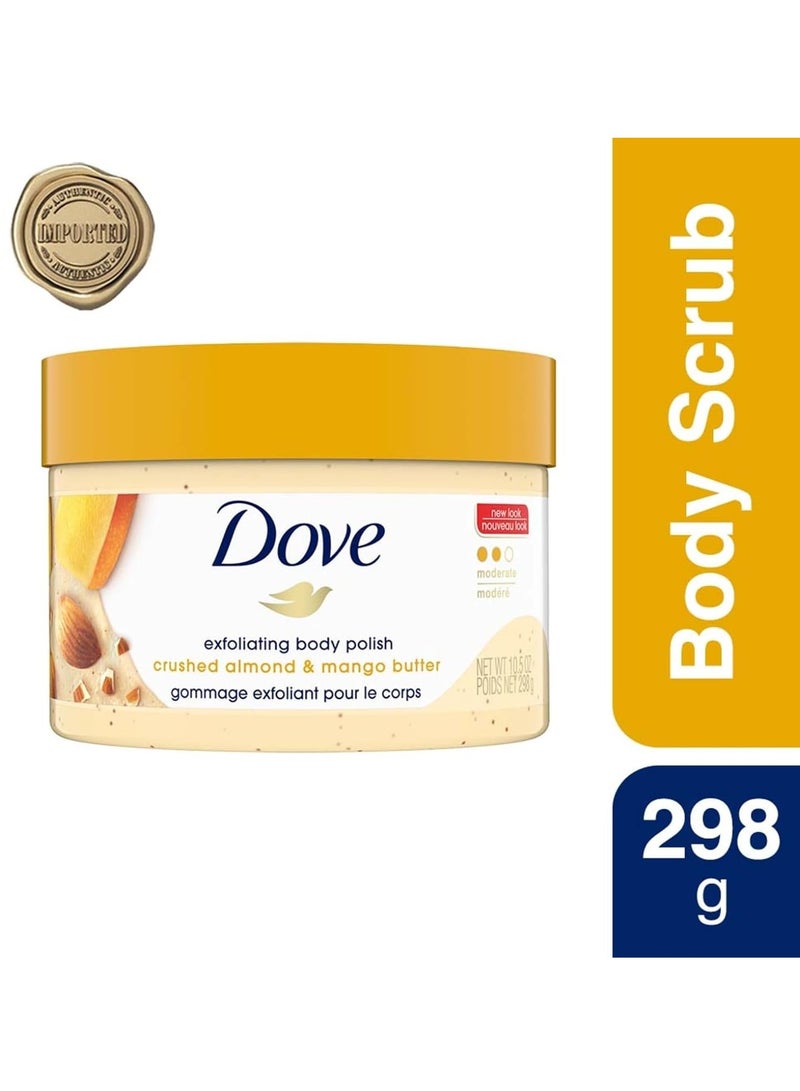 دوف مقشر الجسم دوف المقشر للبشرة الجافة مع زبدة اللوز المطحونة والمانجو، يقشر ويرطب بلطف ليكشف عن بشرة ناعمة وملساء وصحية على الفور، مكونات مشتقة من الطبيعة، خالٍ من الكبريتات، برائحة الفواكه، 298 جرام - Image 2