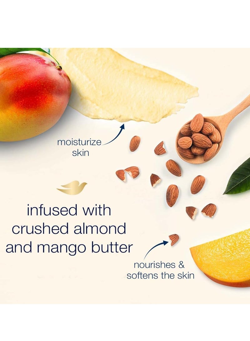 دوف مقشر الجسم دوف المقشر للبشرة الجافة مع زبدة اللوز المطحونة والمانجو، يقشر ويرطب بلطف ليكشف عن بشرة ناعمة وملساء وصحية على الفور، مكونات مشتقة من الطبيعة، خالٍ من الكبريتات، برائحة الفواكه، 298 جرام - Image 3