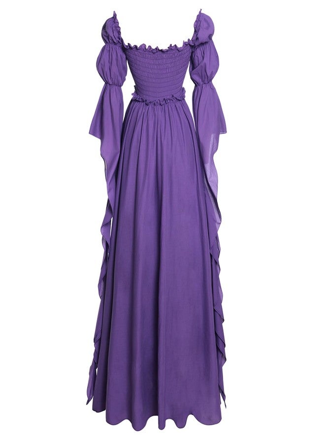 Vibsion Medieval Renaissance Dress Renaissance Faire Costume for Women Victorian Gothic Witch Wedding Dresses S/M Purple - Image 3