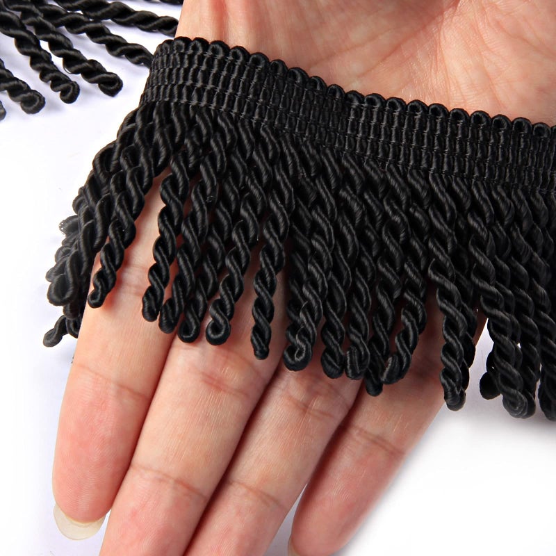 حواف ستارة هيدونغ هيكسي حواف بوليون 510 ياردة × 25 بوصة trims قماش للخياطة DIY زينة للستائر والأرائك والملابس باللون الأسود 5 ياردة