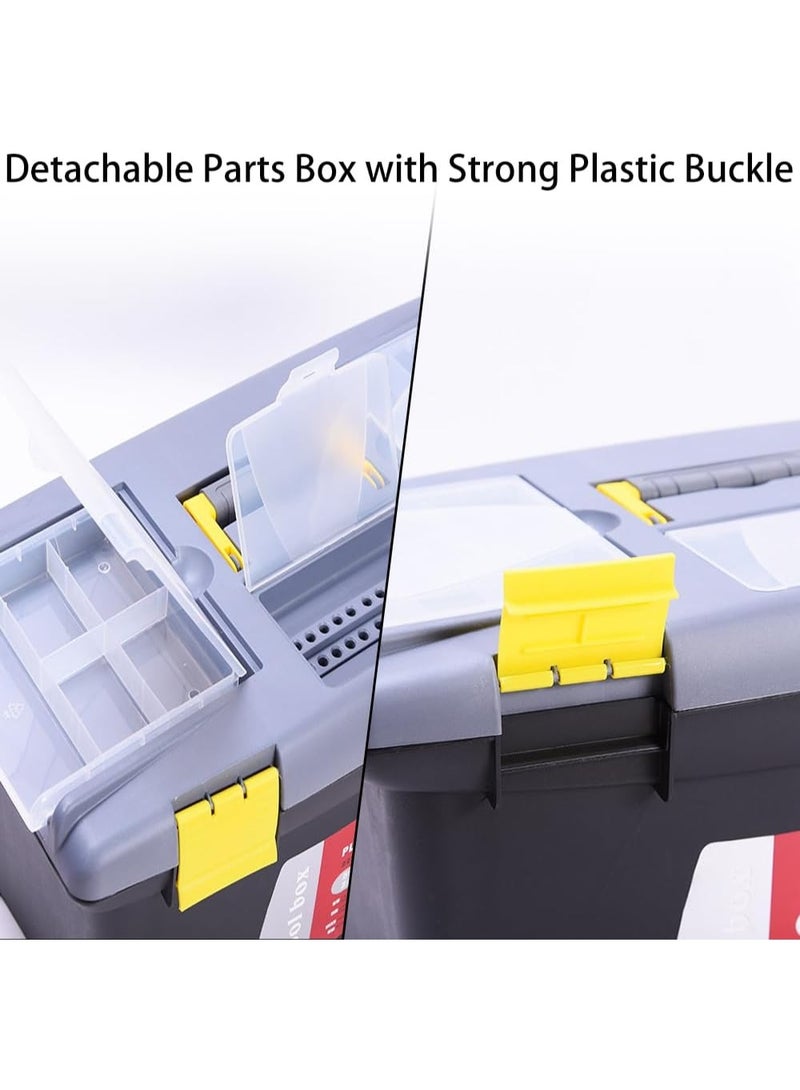 19" Tool Organizer Case - Portable Double Layer Tool Box with Handle | Large Capacity Multi-Purpose Household Tool Organizer - Image 4