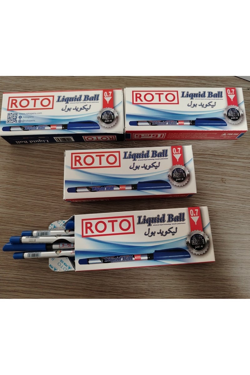 روتو قلم حبر جاف سائل من روتو، 0.7 ملم، ازرق - عدد 48 قلم
