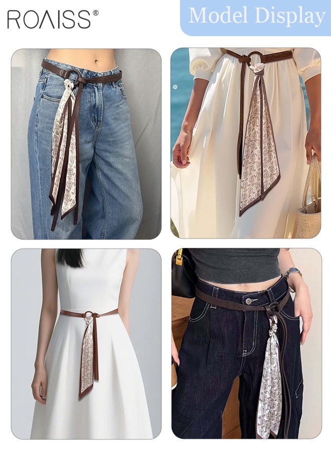 roaiss Casual Bohemian-style PU Leather Belt with Scarf Featuring Punk Hip-hop Style Retro Waist Chain for Women Suitable for Pairing with Trousers, Dresses, and Casual Wear Stylish Waist Accessories - Image 3