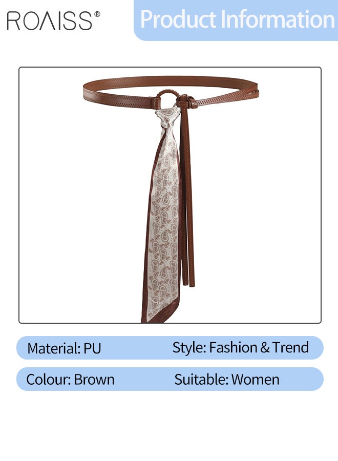 roaiss Casual Bohemian-style PU Leather Belt with Scarf Featuring Punk Hip-hop Style Retro Waist Chain for Women Suitable for Pairing with Trousers, Dresses, and Casual Wear Stylish Waist Accessories - Image 2