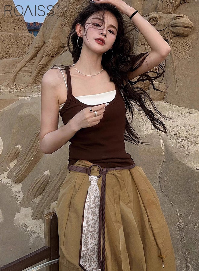 roaiss Casual Bohemian-style PU Leather Belt with Scarf Featuring Punk Hip-hop Style Retro Waist Chain for Women Suitable for Pairing with Trousers, Dresses, and Casual Wear Stylish Waist Accessories - Image 4