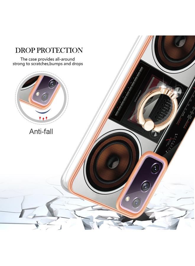 اس-توب جراب لهاتف Samsung Galaxy S20 FE مطلي بالكهرباء من الجانبين مع حامل حلقي - Image 4