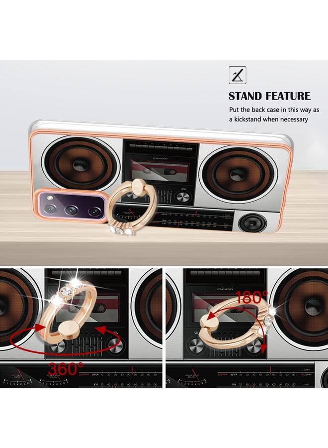 اس-توب جراب لهاتف Samsung Galaxy S20 FE مطلي بالكهرباء من الجانبين مع حامل حلقي - Image 3