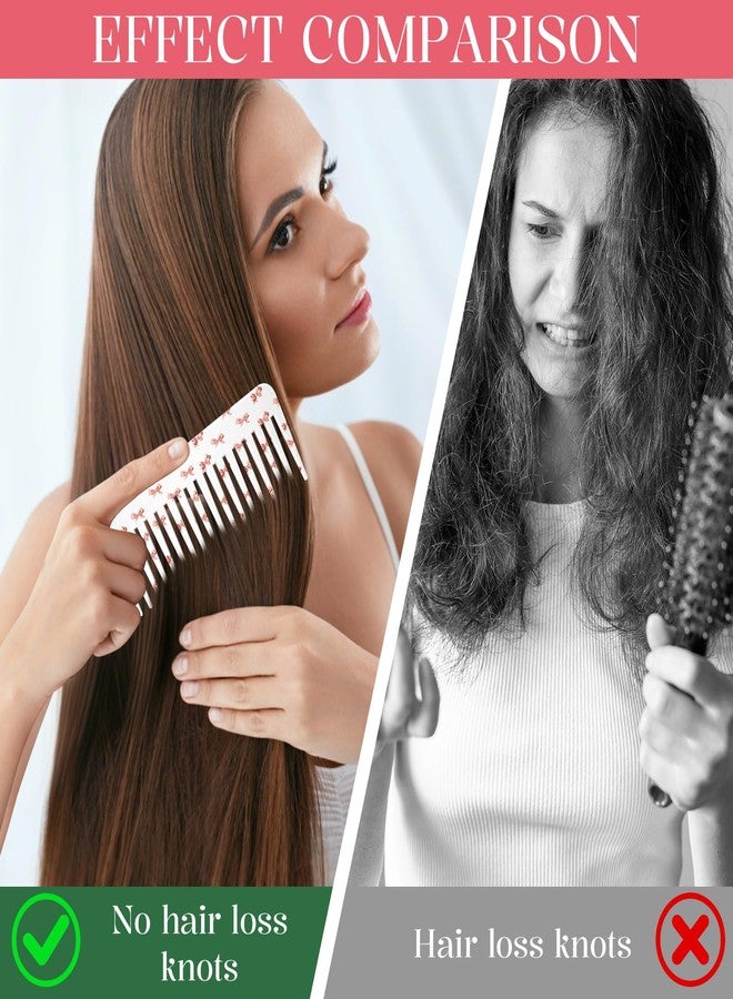 GABraden 2PCS Large Wide Tooth Comb,Handle & No Handle Combo,Effortless Tangle Removal,Cute Large Detangling Wide Tooth Comb,Wet & Dry Hair for Women,Men & Girls(02-Pink Bows) - Image 5