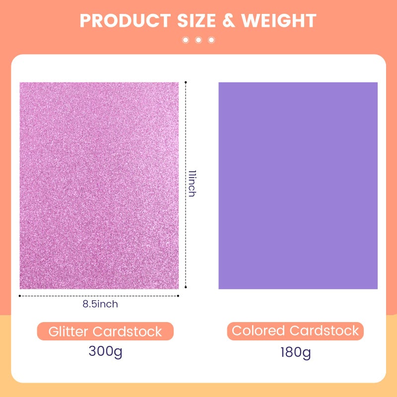 HTVRONT 60 Sheets HTVRONT Colored Cardstock Paper Bundle, 20 Colors Glitter Cardstock and Colored Card Stock 8.5 x 11in, Thick Glitter Cards for Cutting Machine, Christmas Birthday Wedding Party Decora - Image 5