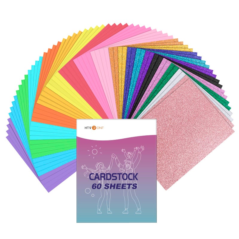 HTVRONT 60 Sheets HTVRONT Colored Cardstock Paper Bundle, 20 Colors Glitter Cardstock and Colored Card Stock 8.5 x 11in, Thick Glitter Cards for Cutting Machine, Christmas Birthday Wedding Party Decora - Image 1