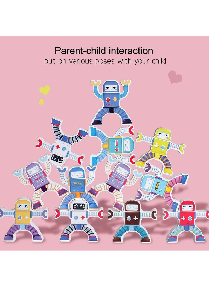 Arabest - Wooden Robots Stacking Toy, Balancing Stacking Blocks Game, Wooden Stacking Toys Educational Stem Montessori Toys for Preschool Kids Toddlers Sorting Skill Developing Intelligence Play Kits - Image 1