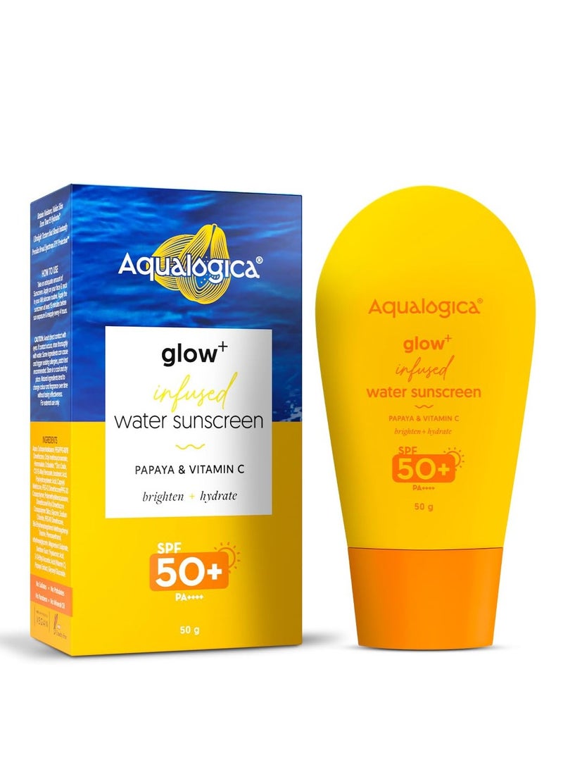 Aqualogica - Aqualogica Glow+ nfused Water All Skin Type Sunscreen Spf 50+ Pa+ With Papaya&Vitamin C Ultralight Water 50G - Image 1