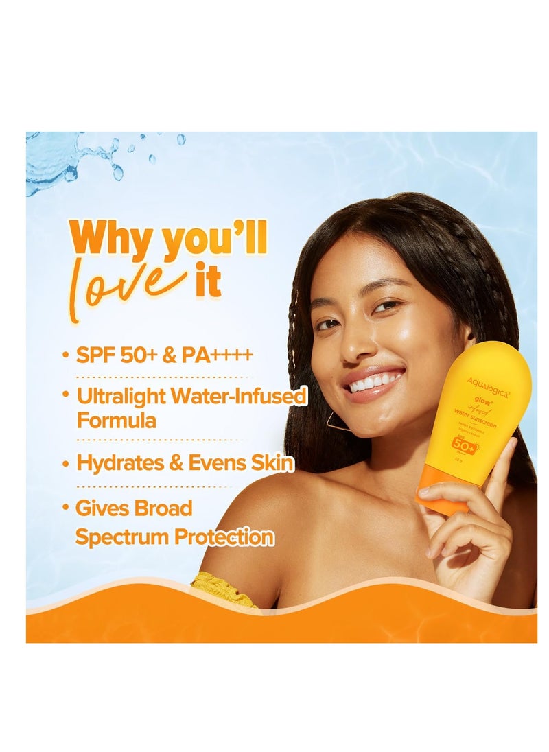 Aqualogica - Aqualogica Glow+ nfused Water All Skin Type Sunscreen Spf 50+ Pa+ With Papaya&Vitamin C Ultralight Water 50G - Image 1