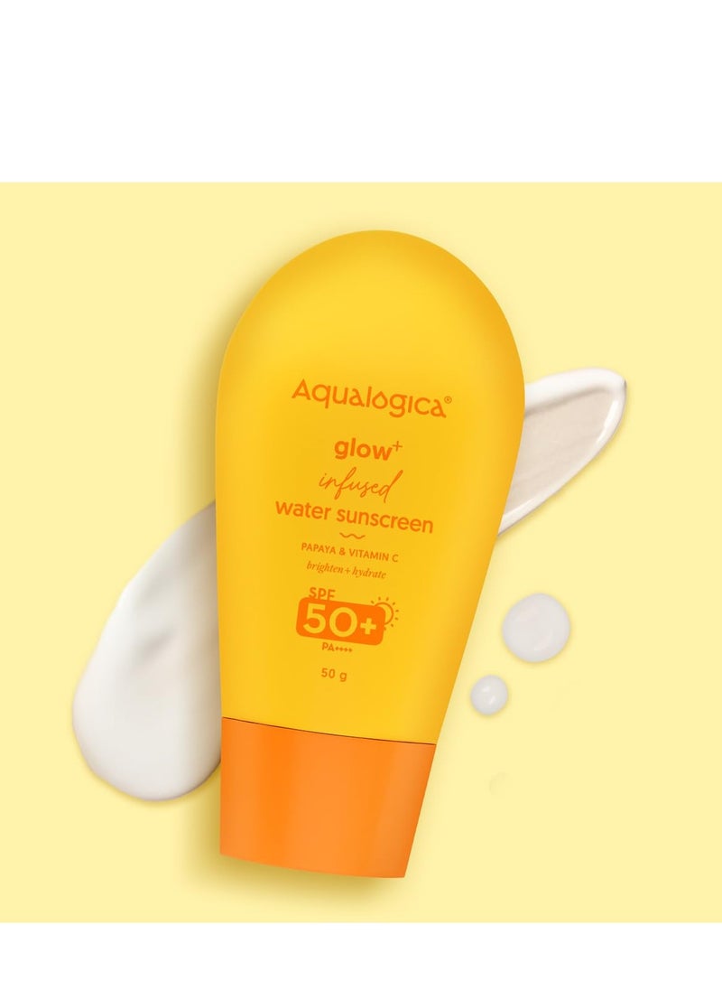 Aqualogica - Aqualogica Glow+ nfused Water All Skin Type Sunscreen Spf 50+ Pa+ With Papaya&Vitamin C Ultralight Water 50G - Image 1