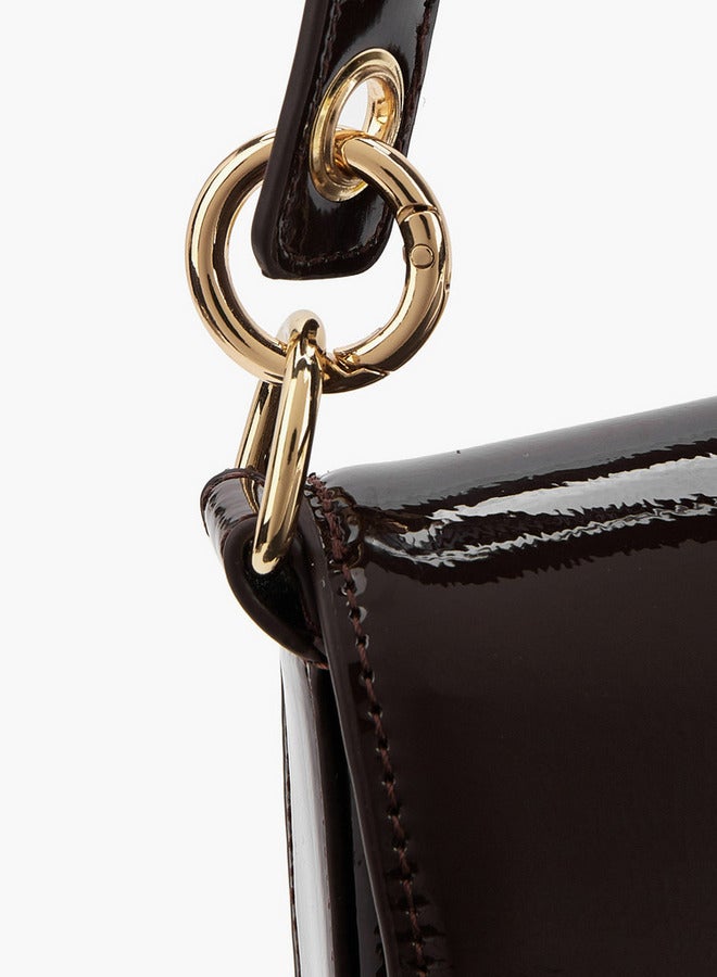 Flora Bella By Shoexpress Solid Shoulder Bag with Strap Handle and Flap Closure  - Image 4