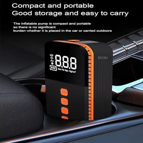 US1984 Digital Tyre Inflator | Auto Shutoff Portable Air Compressor | 4 Air Fill Modes | 3 Light Modes | Super Fast Inflation | Pressure Detection | Type-C | 3 Nozzles for Cars, Bike, cycles - Image 3