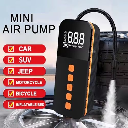 US1984 Digital Tyre Inflator | Auto Shutoff Portable Air Compressor | 4 Air Fill Modes | 3 Light Modes | Super Fast Inflation | Pressure Detection | Type-C | 3 Nozzles for Cars, Bike, cycles - Image 5