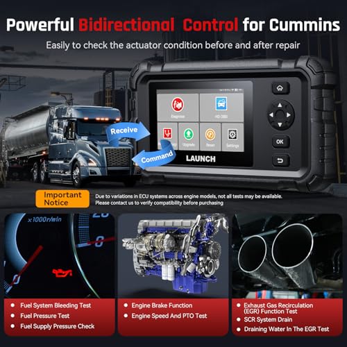 Launch LAUNCH Elite HD-V Heavy Duty Truck Scanner for Volvo, All System Active Test Diesel Diagnostic Tool, All Calibration/Reset Services Scan Tool for Diesel Vehicle of Volvo, 4-in-1 Live Graph Data - Image 3