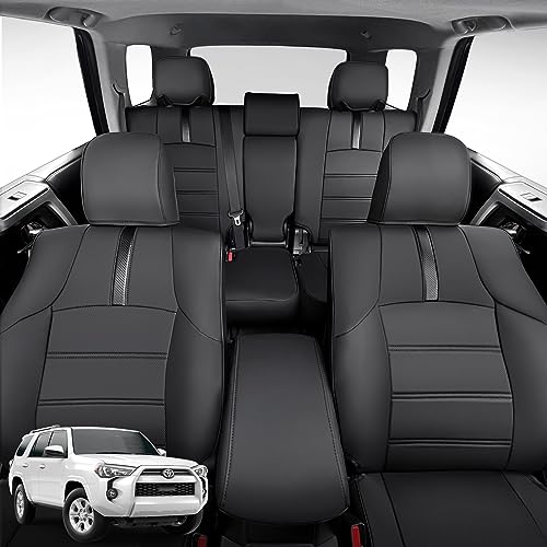 CarQiWireless Custom Fit for Toyota 4runner Seat Covers 2011-2024, (2-Row-Model,5 Seats Only) Full Set Full Coverage Waterproof Leather Seat Covers for Toyota 4runner Accessories 2024 2023 2022 2021 2020 2019-2011 - Image 1