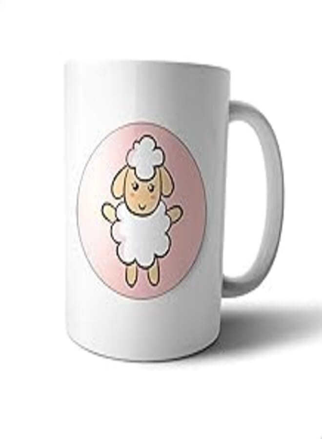 Ceramic Sheep Print Mug - Multi Color