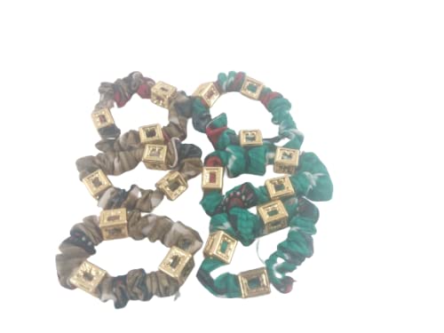 advancedestore12 Pcs Velvet Hair Bands Pearl Ponytail Ties Hair Scrunchies elastic rubber bands for Women or Girls Hair Accessories moq Multicolor - Image 2