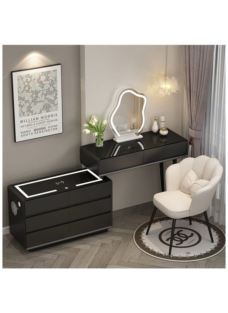 AWD Vanity Table Smart Dressing Table with Mirror and Chair Makeup Table for Bedroom Ample Storage Drawers Smart Features Wireless Charging Speaker LED Light.  - Image 1