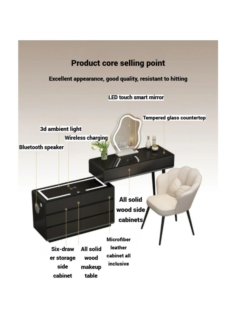 AWD Vanity Table Smart Dressing Table with Mirror and Chair Makeup Table for Bedroom Ample Storage Drawers Smart Features Wireless Charging Speaker LED Light.  - Image 2