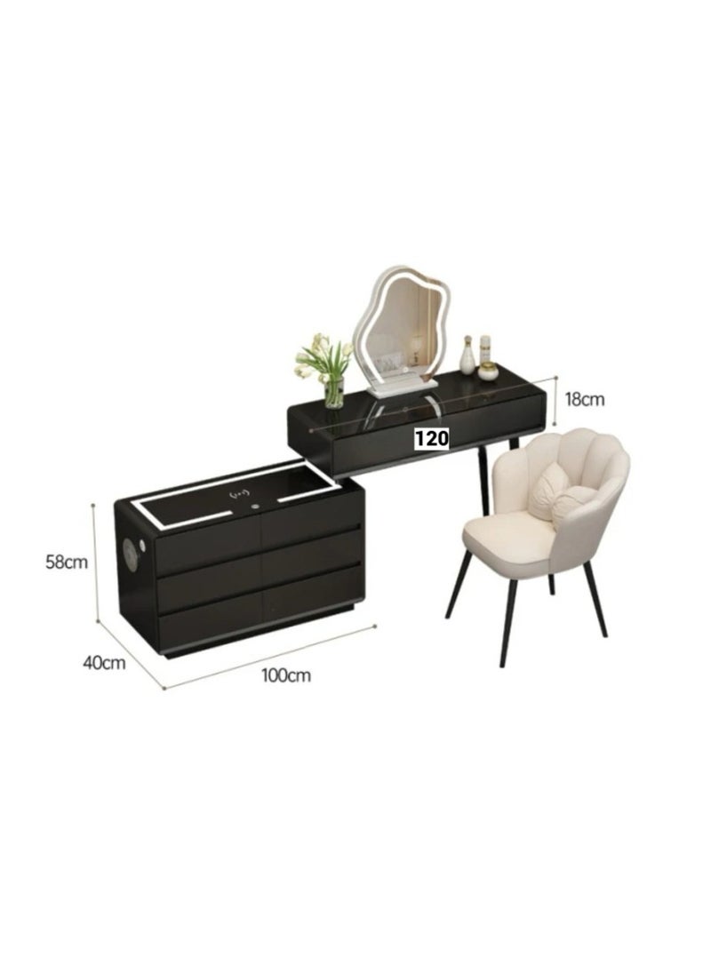 AWD Vanity Table Smart Dressing Table with Mirror and Chair Makeup Table for Bedroom Ample Storage Drawers Smart Features Wireless Charging Speaker LED Light.  - Image 3
