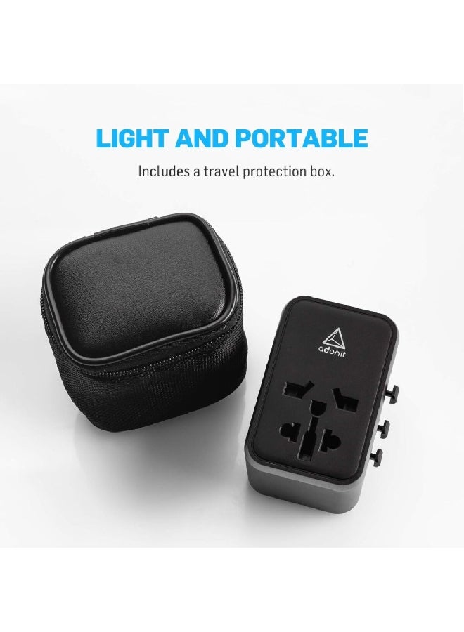 أدونيت محول سفر عالمي خفيف الوزن بقدرة 30 وات USB-A وUSB-C أسود 17 × 10 × 6 سم ADUA30W - Image 2