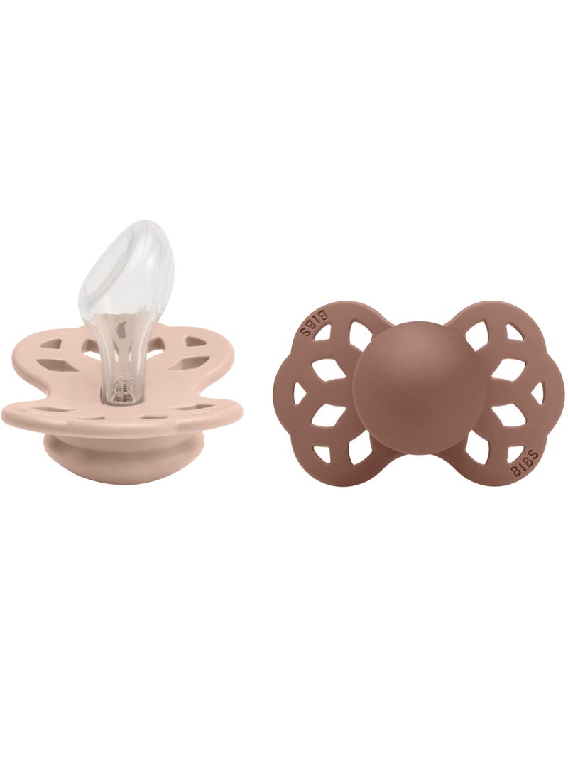 BIBS Pacifier Infinity 2 PACK Anatomical Silicone Size 2 Blush/Woodchuck  - Image 3