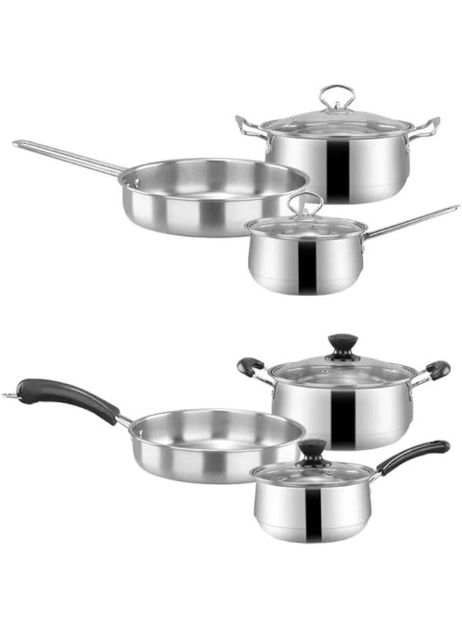 Arabest طقم أواني طهي من الفولاذ المقاوم للصدأ 3 قطع - طقم قدر حليب - موقد تحريضي - مقلاة للطهي للمنزل - مقلاة قاع مسطح - حساء مطبخ - Image 2