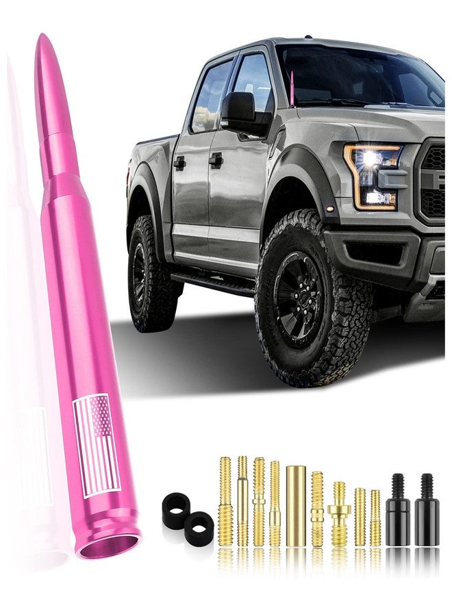 Turcee Car Bullet Antenna,Truck Exterior Decoration Accessories Car Vehicle Replacement Antenna Conpatible with Ford F150 RAM 1500 GMC Heavy Duty Pickup Trucks Accessories(New Upgrade Pink-U.S. Flag) - Image 1
