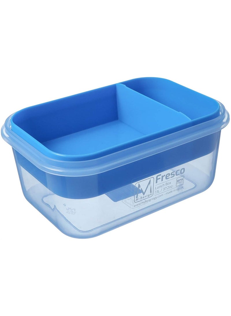 M-Design 1.6 L Lunch Box with Tray - Blue - Blue Clips - Image 2