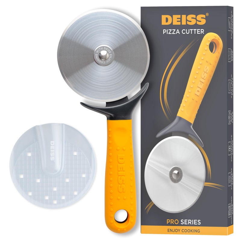 Deiss Pro Heavy Duty Pizza Cutter With Wheel Slicer Stainless Steel Sharp Smooth Pizza Cutter Wheel With Easy Grip NonSlip Handle Dishwasher Safe ORANGE