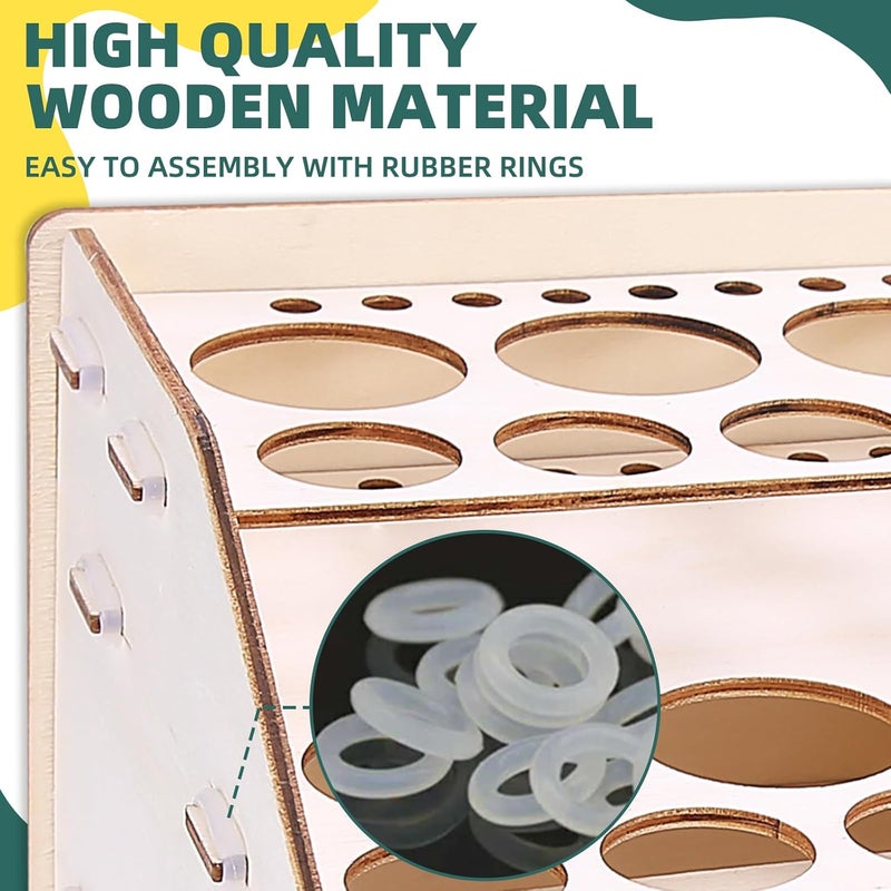 OPHIR Wooden Paint holder Organizer with 2 Cabinet Drawers, Acrylic Paint Storage Rack for 58 Bottles of Paints, Suitable for Model Miniature Paints - Image 5