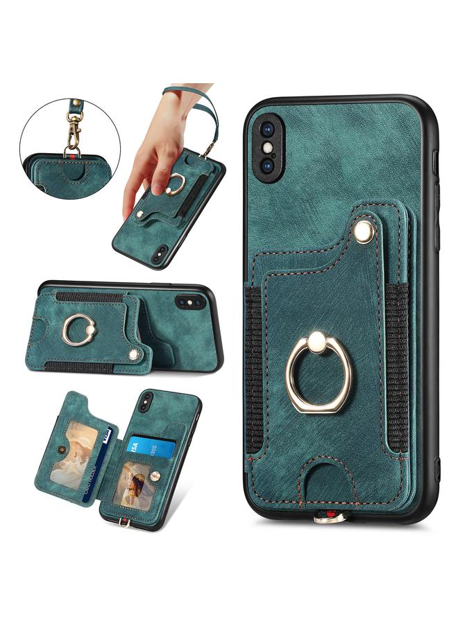 اس-توب جراب لهاتف iPhone SE 2022 / SE 2020 بتصميم كلاسيكي مع حلقة ومحفظة متعددة البطاقات - Image 5