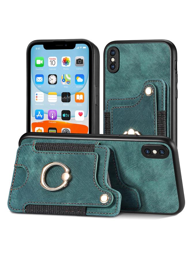 اس-توب جراب لهاتف iPhone SE 2022 / SE 2020 بتصميم كلاسيكي مع حلقة ومحفظة متعددة البطاقات - Image 1