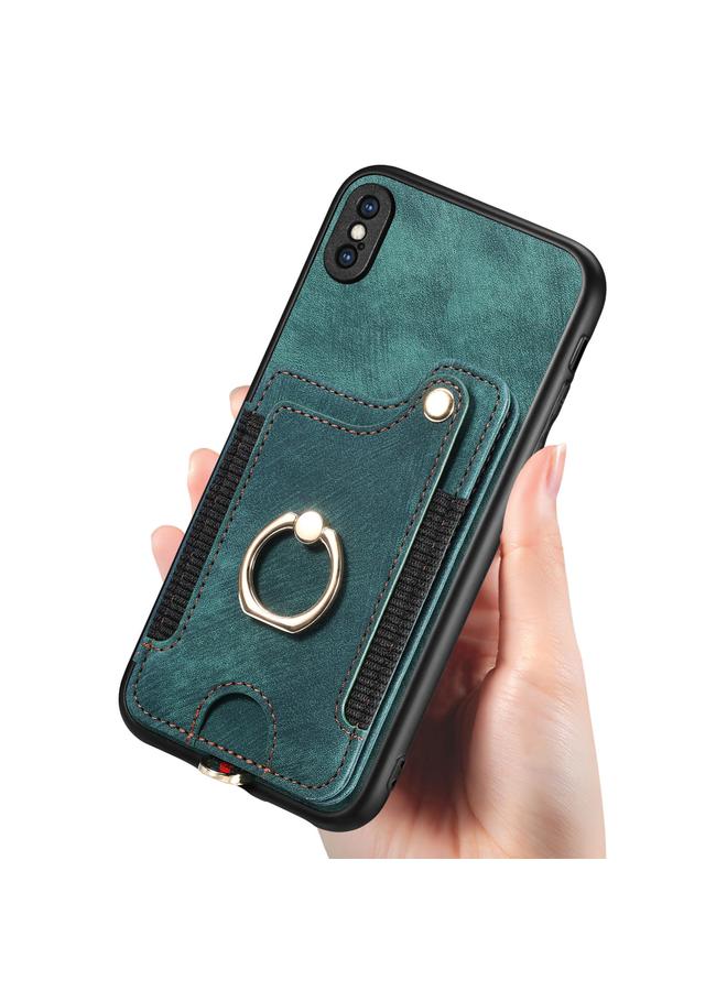 اس-توب جراب لهاتف iPhone SE 2022 / SE 2020 بتصميم كلاسيكي مع حلقة ومحفظة متعددة البطاقات - Image 4