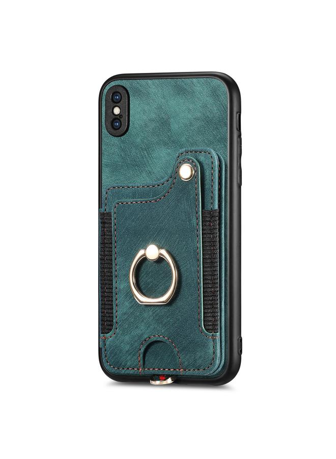 اس-توب جراب لهاتف iPhone SE 2022 / SE 2020 بتصميم كلاسيكي مع حلقة ومحفظة متعددة البطاقات - Image 2