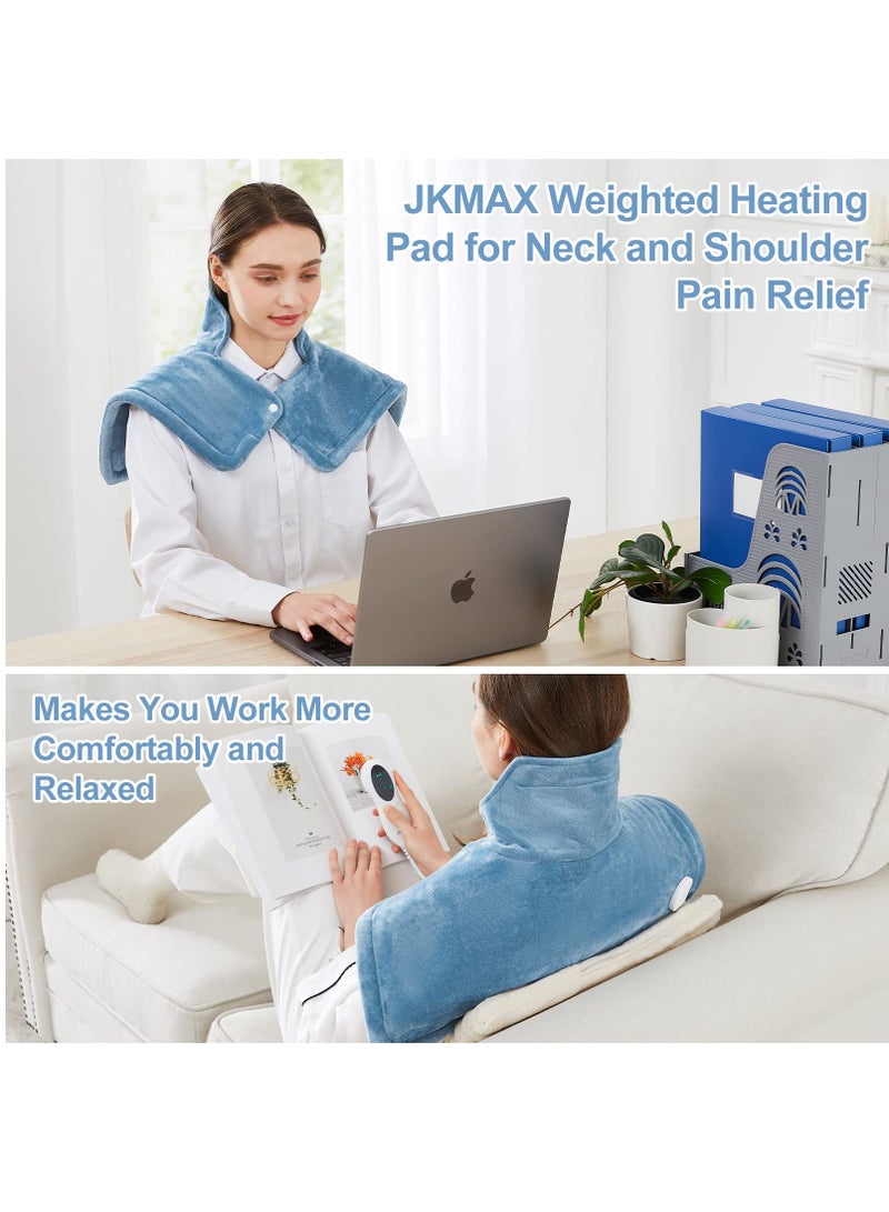 Excefore Weighted Heating Pad for Neck and Shoulders Relax, Large Neck Heating Pad for Neck Shoulder Pain Relief, 10 Heat Settings, 3 Timer Settings Auto-Off, Gifts for Women Men Mom Dad 17"x23" - Image 3