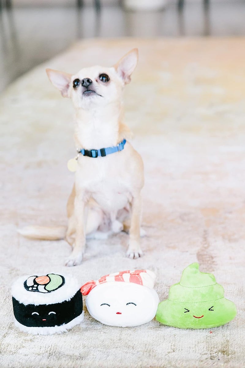Pearhead Sushi Pet Toys Plush Squeaky Dog Toy Set - Set of 3 - Image 2