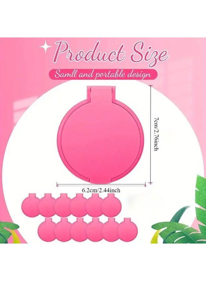 12 Pack Rose Red Mini Folding Travel Handheld Mirror with Floral Pattern - Image 4