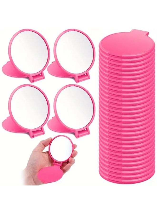 12 Pack Rose Red Mini Folding Travel Handheld Mirror with Floral Pattern - Image 1