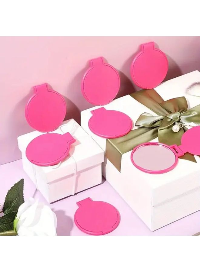12 Pack Rose Red Mini Folding Travel Handheld Mirror with Floral Pattern - Image 2