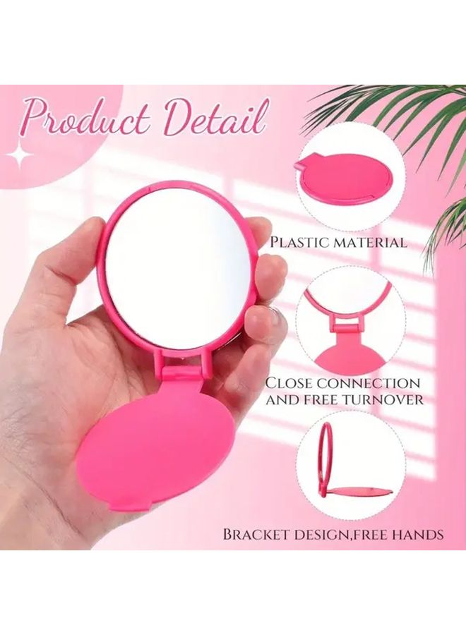 12 Pack Rose Red Mini Folding Travel Handheld Mirror with Floral Pattern - Image 3