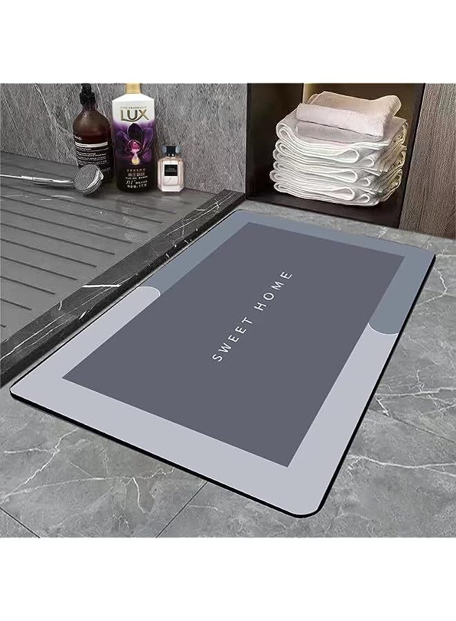 IAF Bathroom Floor Mats Bath Rug: Diatom Bathroom Rug, Super Absorbent Quick-Drying Bath Mat – Non-Slip Bathroom Carpet, Easy Cleaning, for Toilet Bathroom Living Room Kitchen (40 x 60cm, Grey)  - Image 1