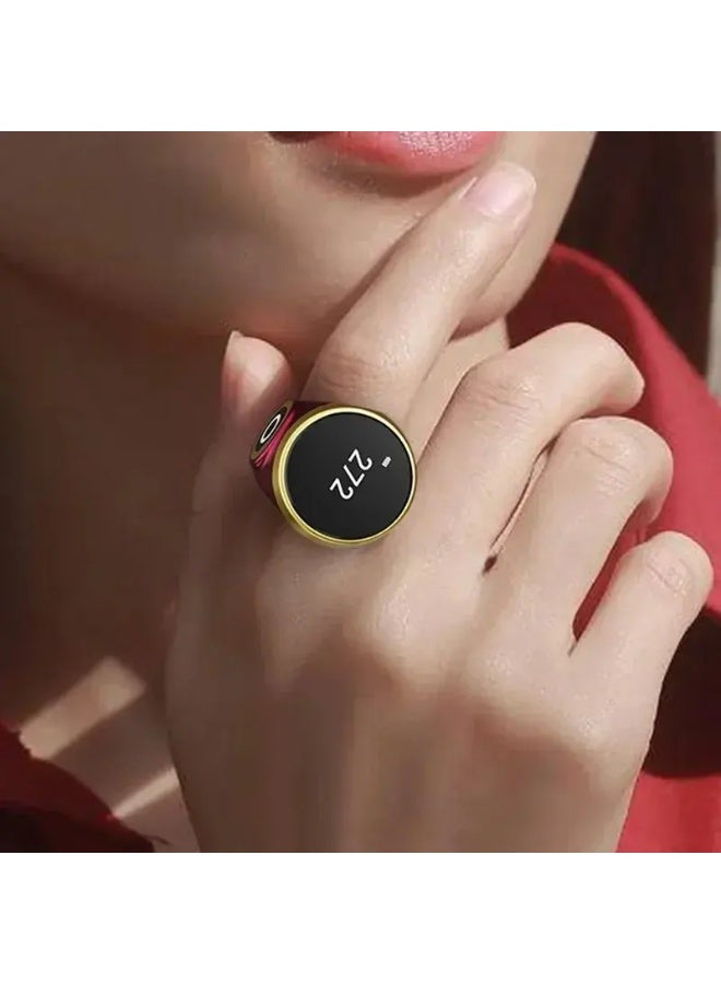 عداد أذكار رقمي 3 في 1، عداد تسبيح خفيف الوزن، خاتم ذكي بشاشة عرض، خاتم صلاة، مسبحة إلكترونية، خاتم ساعة مع الوقت والتاريخ، شاحن من النوع C، أحجام قابلة للتعديل - هدية رمضان والعيد للرجال والنساء - Image 5